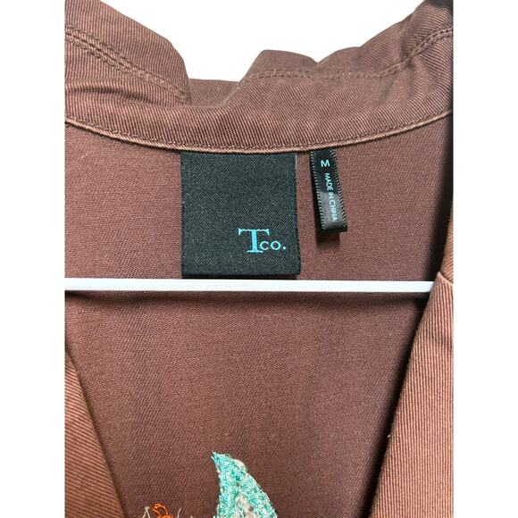 T Co Brown‎ Embroidered Button Down Jacket Medium Boho Western Casual Style - Picture 4 of 8